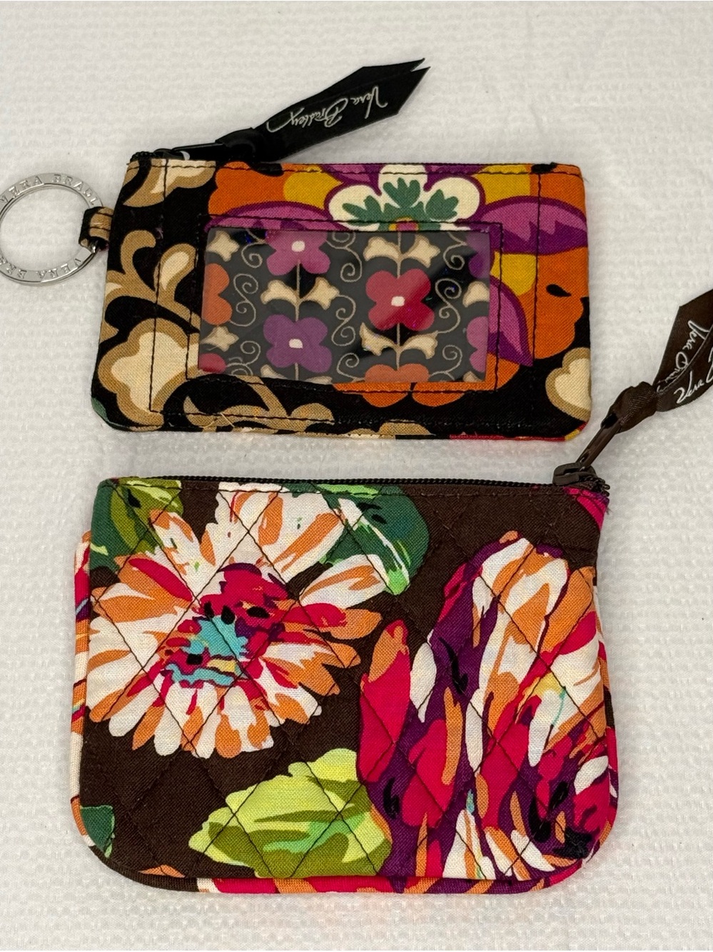 Vera Bradley Brown Multi Floral Quilted Coin Pouch & ID Holder